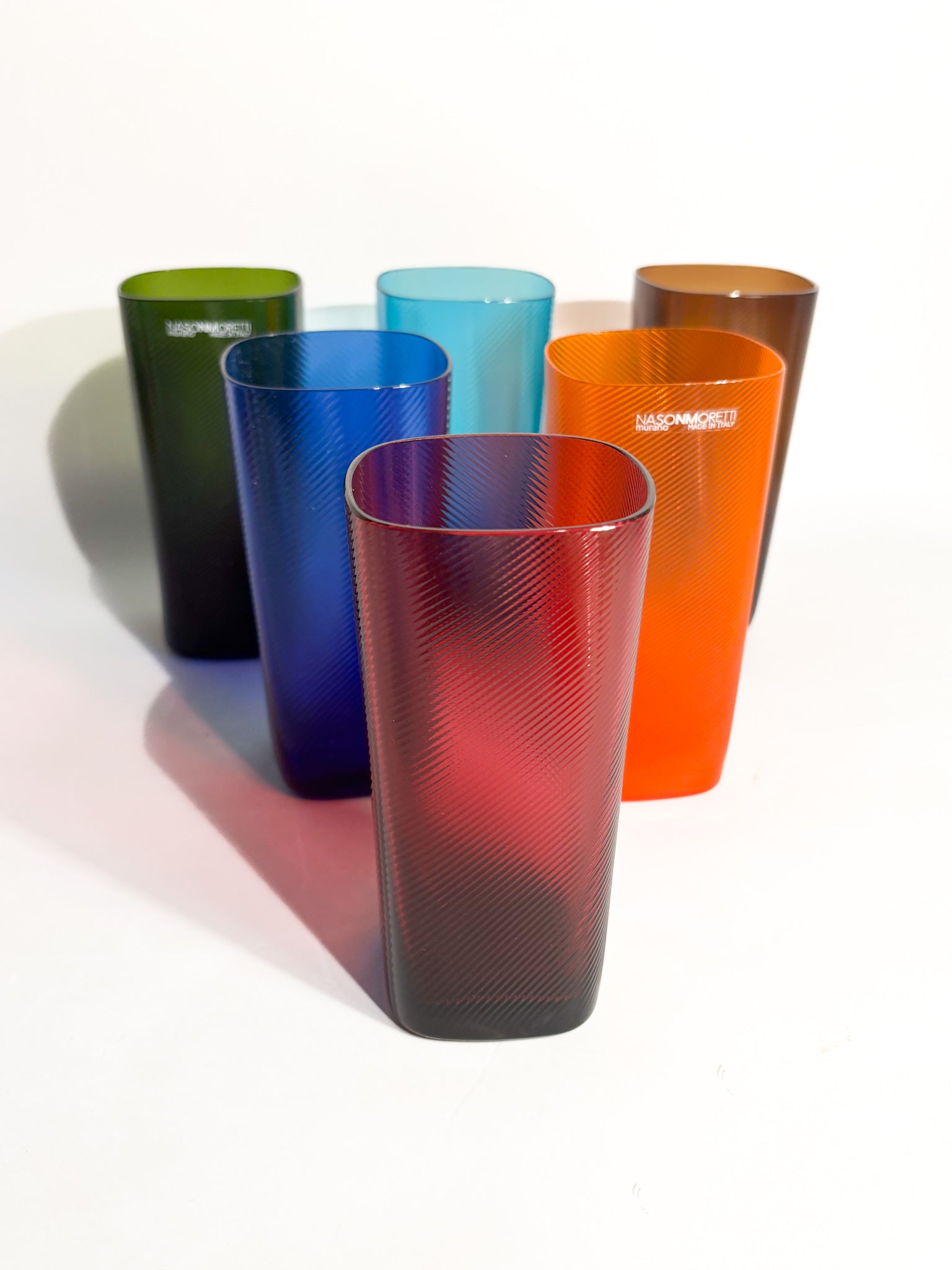 Set da Sei Bicchieri 'Rainbow' in Vetro di Murano di NasonMoretti Anni 90