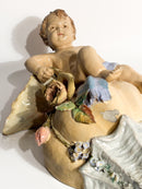 Mensola da Parete in Ceramica con Putto e Conchiglia XIX Secolo