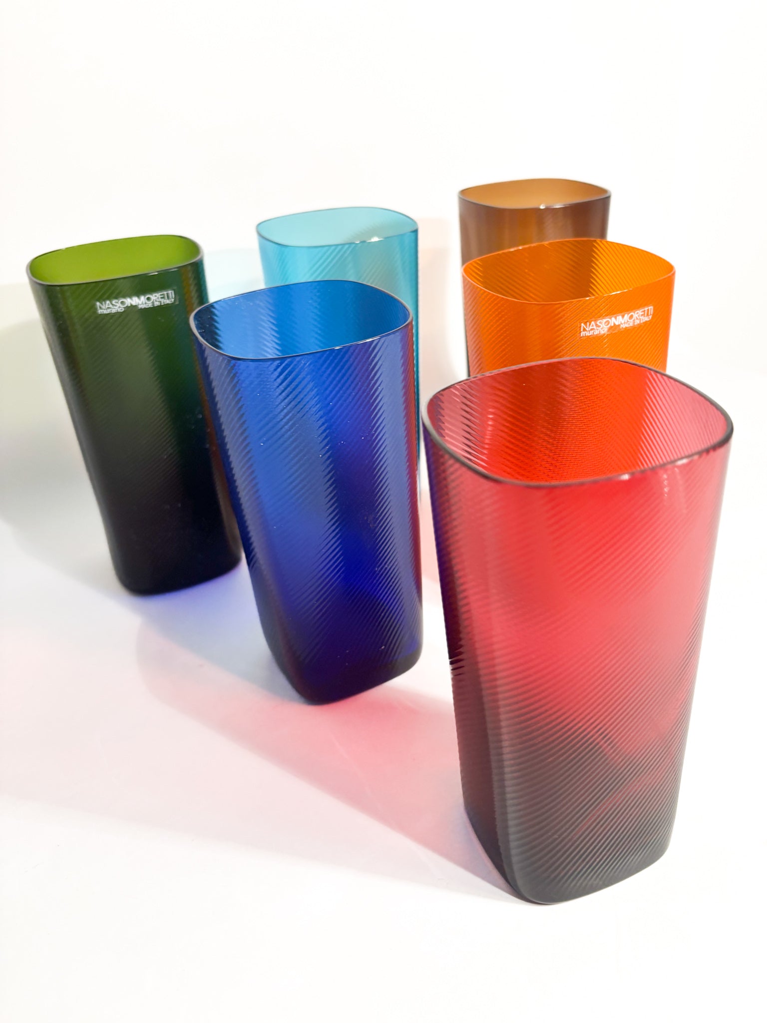 Set da Sei Bicchieri 'Rainbow' in Vetro di Murano di NasonMoretti Anni 90