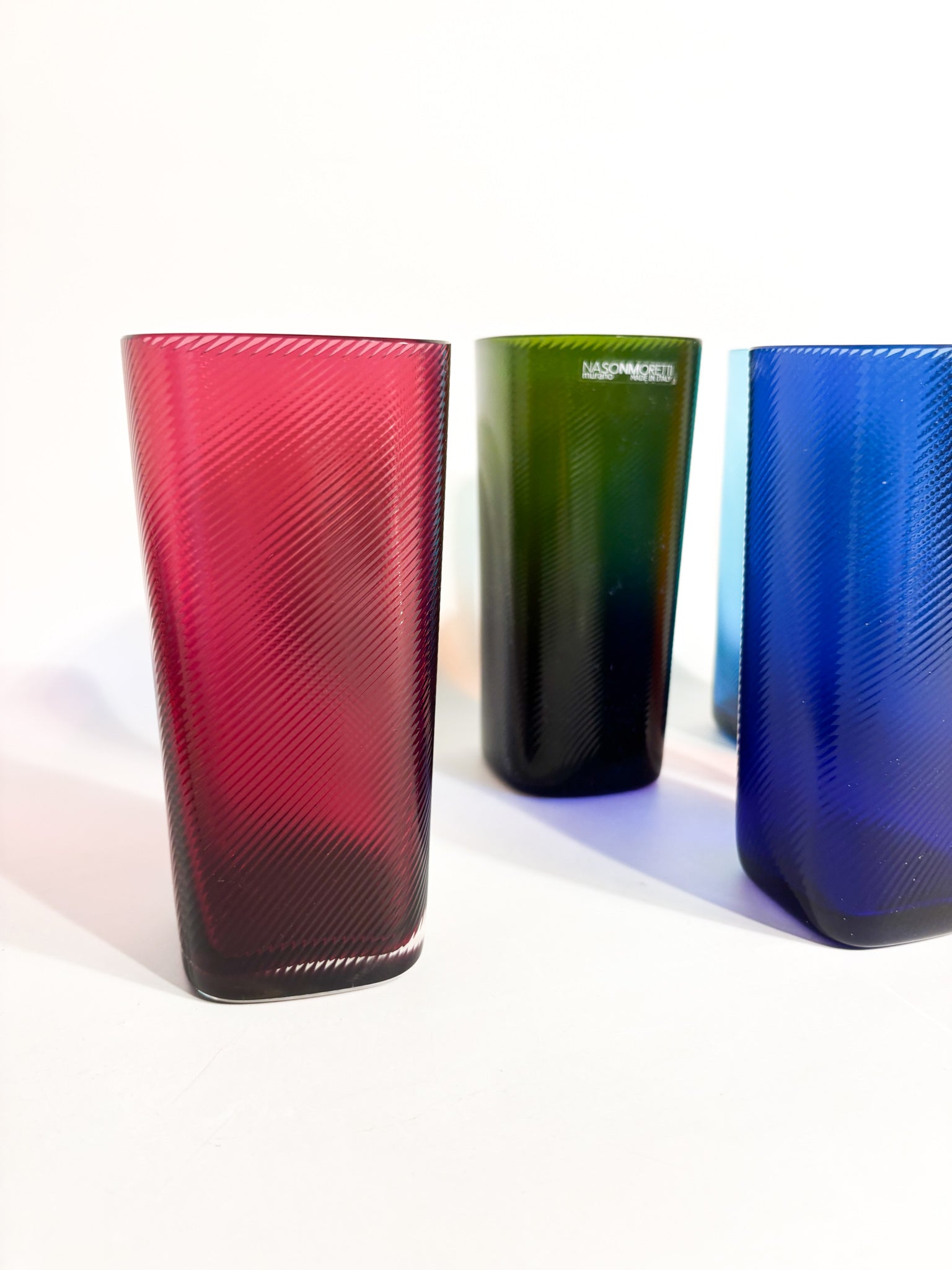 Set da Sei Bicchieri 'Rainbow' in Vetro di Murano di NasonMoretti Anni 90