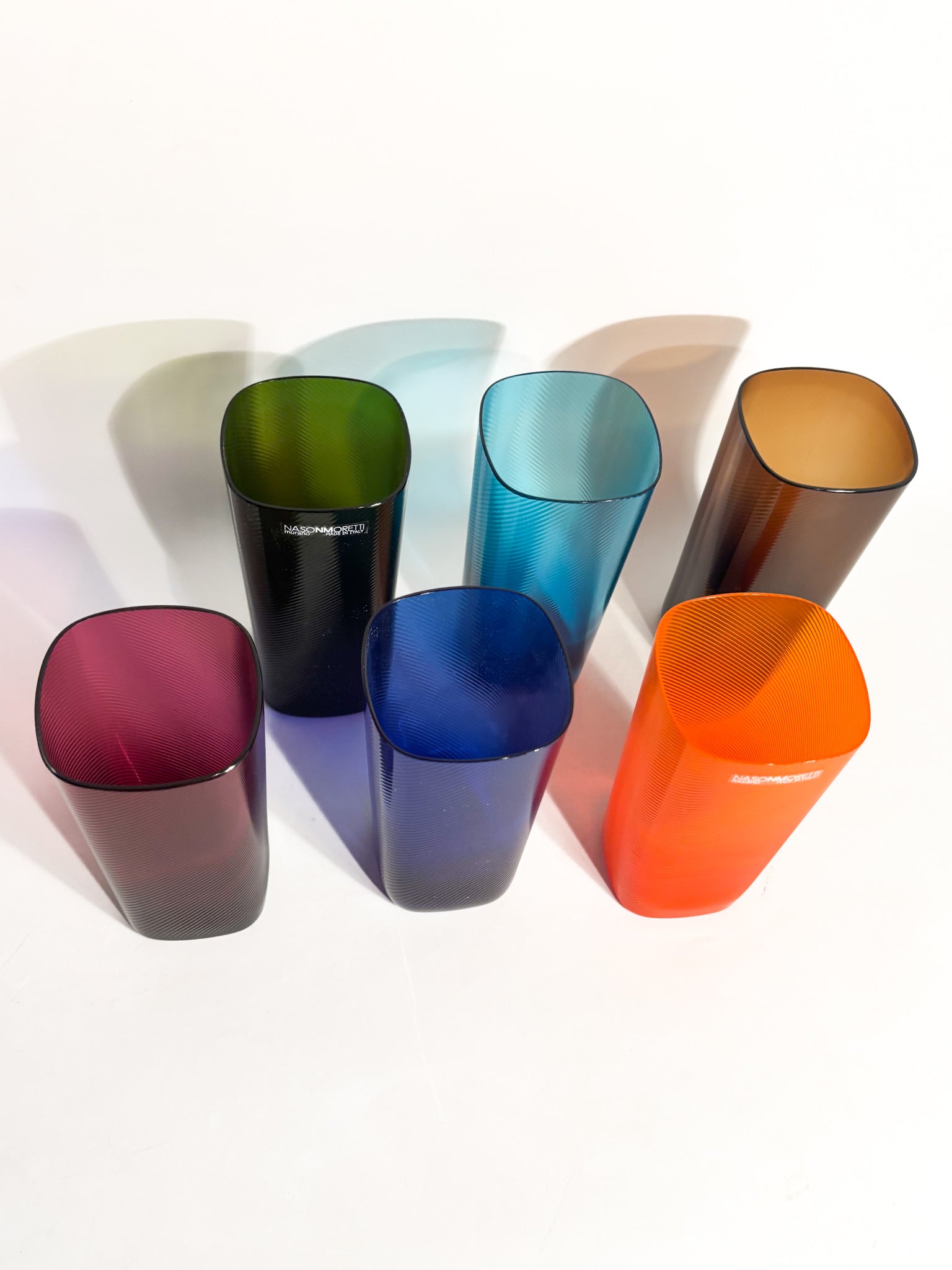 Set da Sei Bicchieri 'Rainbow' in Vetro di Murano di NasonMoretti Anni 90