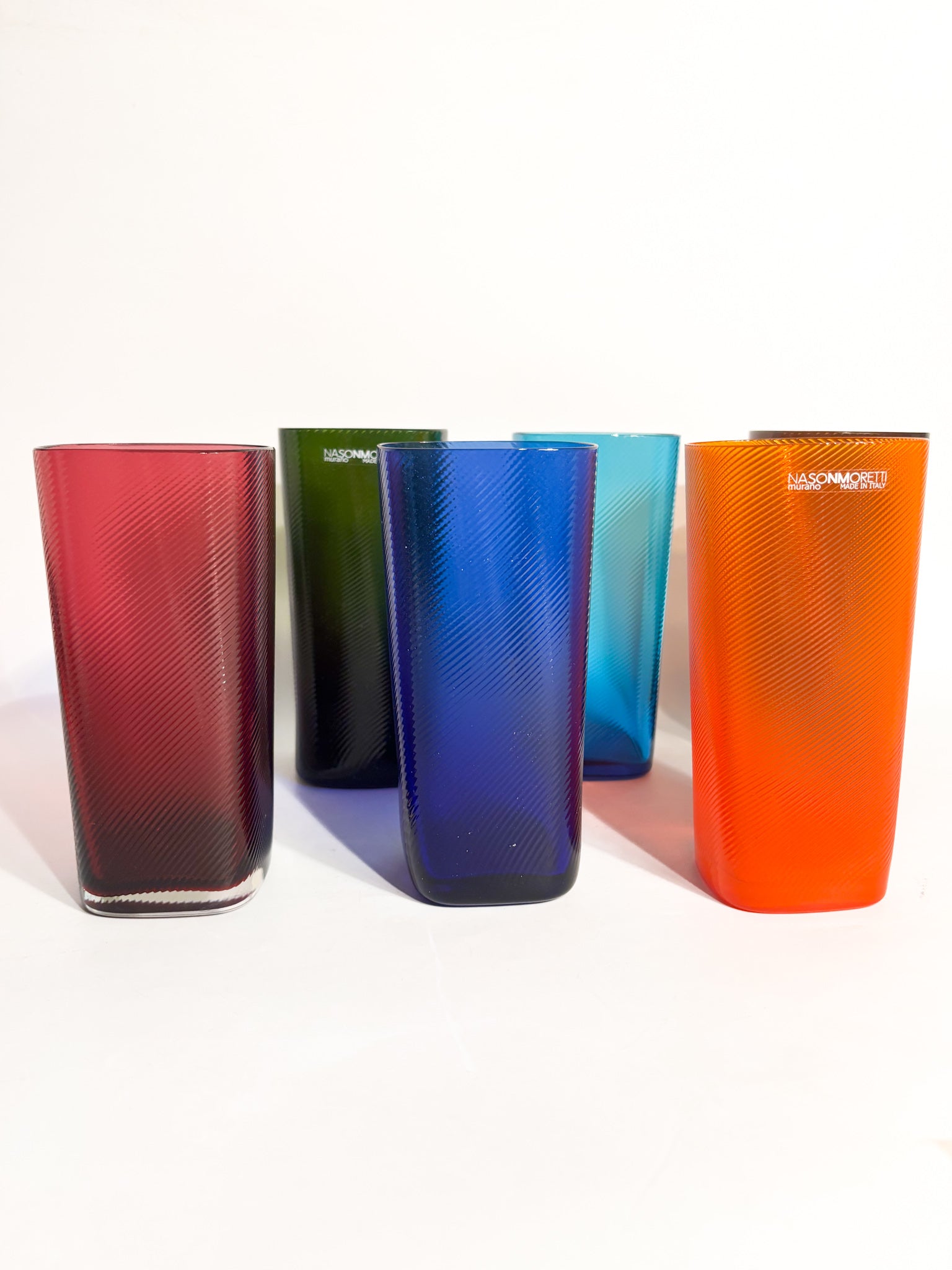 Set da Sei Bicchieri 'Rainbow' in Vetro di Murano di NasonMoretti Anni 90