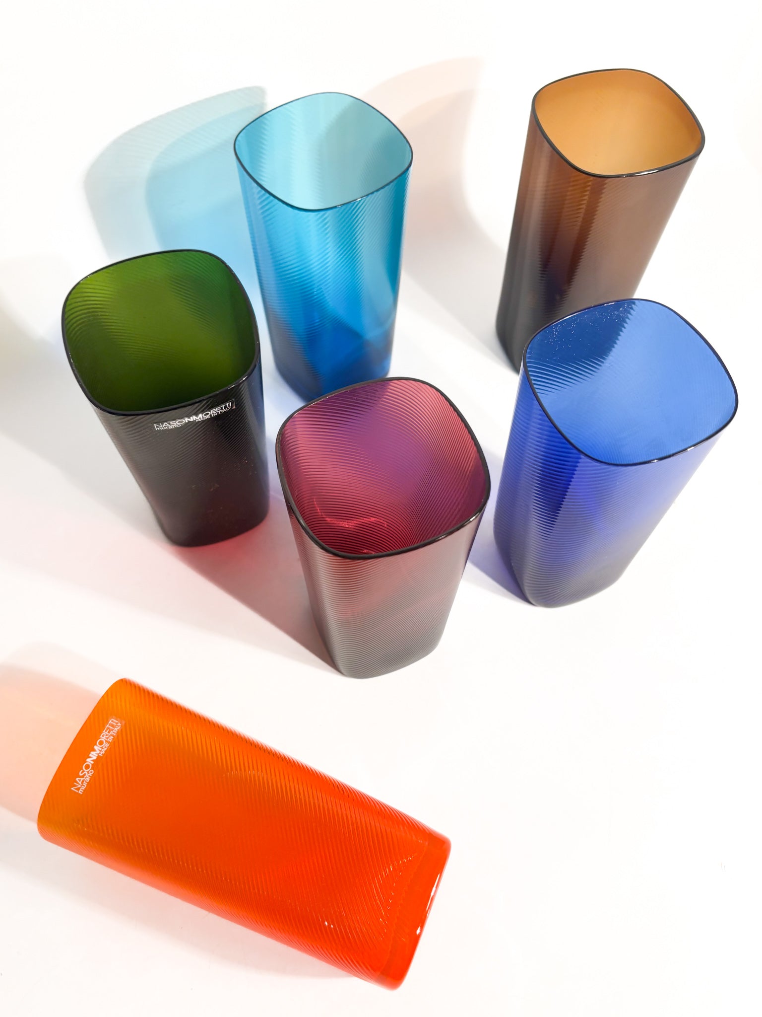 Set da Sei Bicchieri 'Rainbow' in Vetro di Murano di NasonMoretti Anni 90