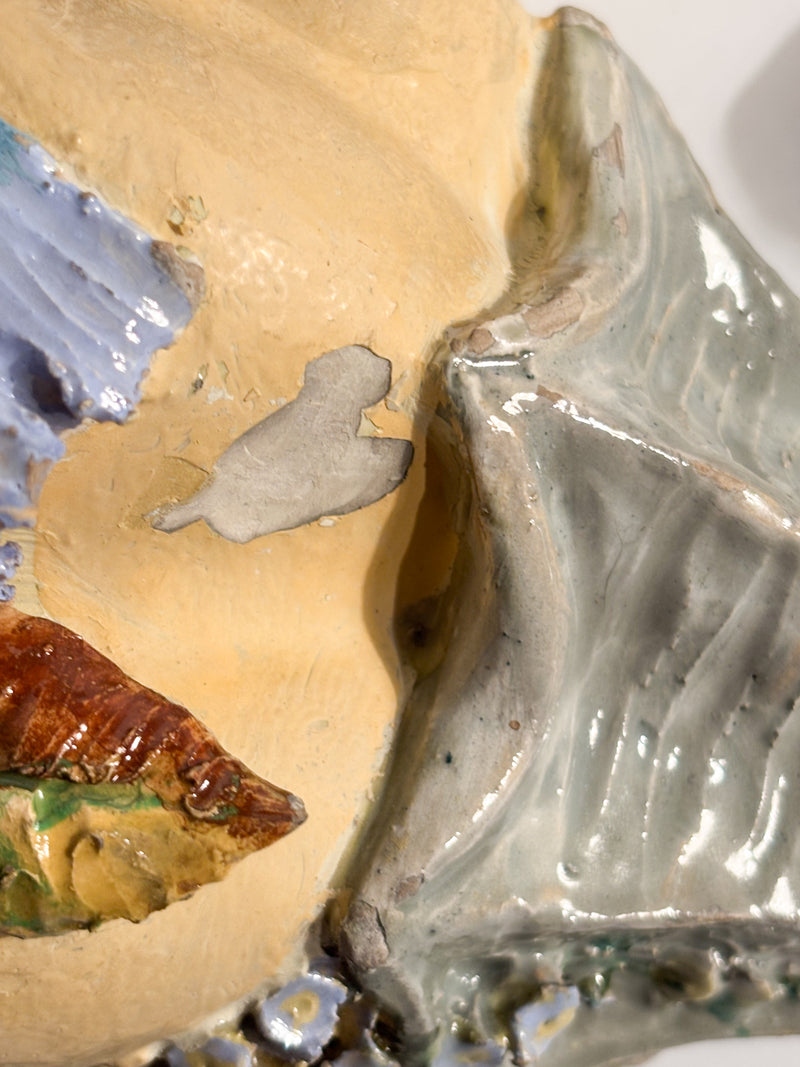 Mensola da Parete in Ceramica con Putto e Conchiglia XIX Secolo