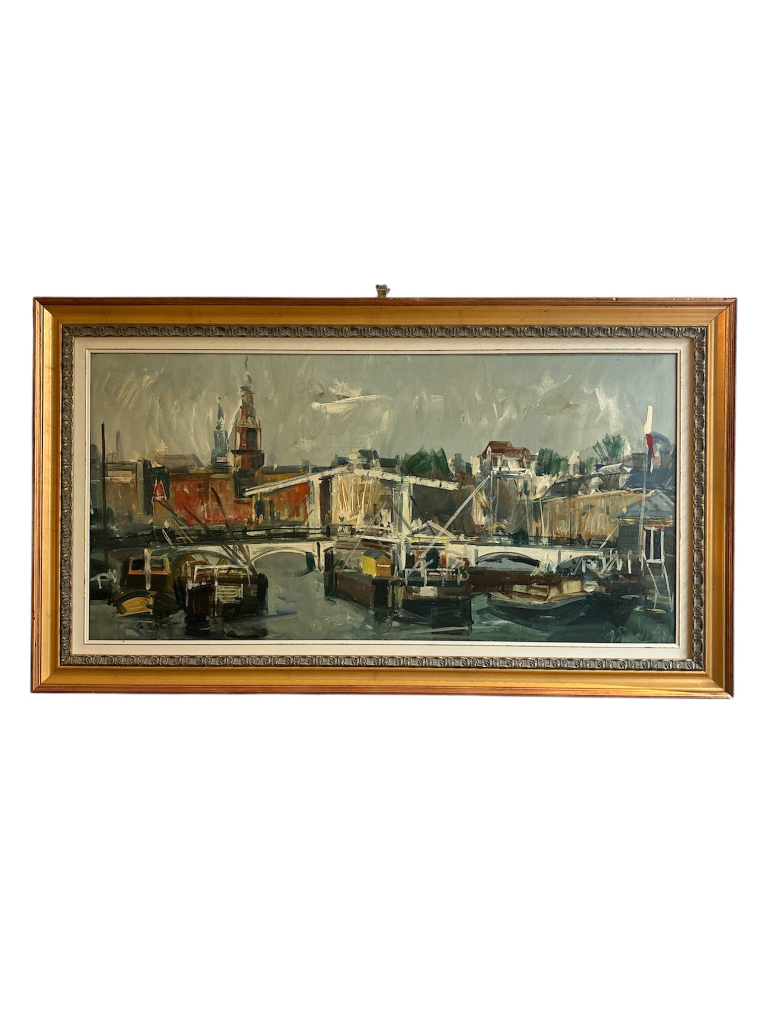 Oil on Canvas Painting of Amsterdam by Giancarlo Perelli Cippo, 1970s