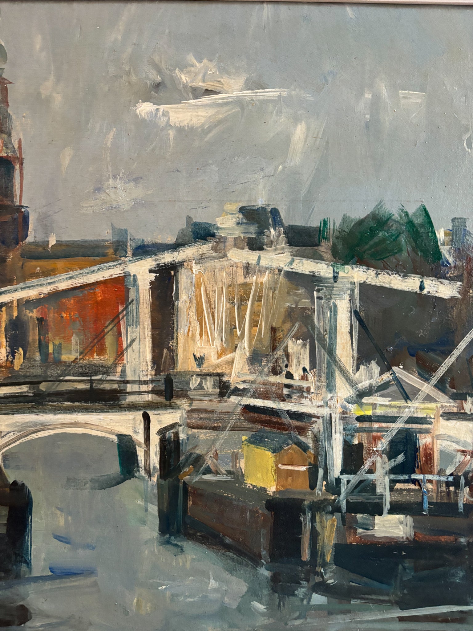 Oil on Canvas Painting of Amsterdam by Giancarlo Perelli Cippo, 1970s