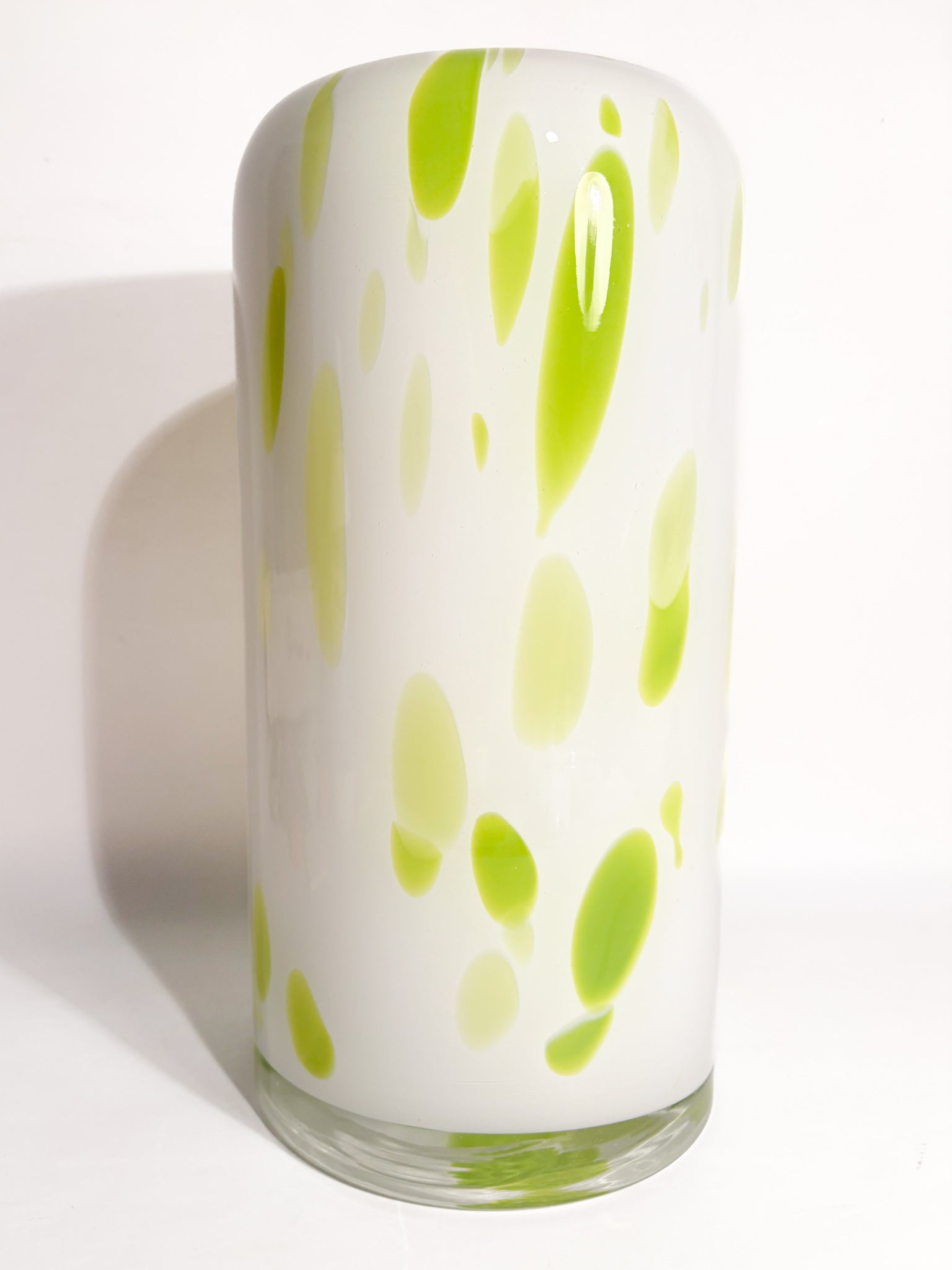 Vaso In Vetro di Murano Bianco e Verde Lime Anni 90