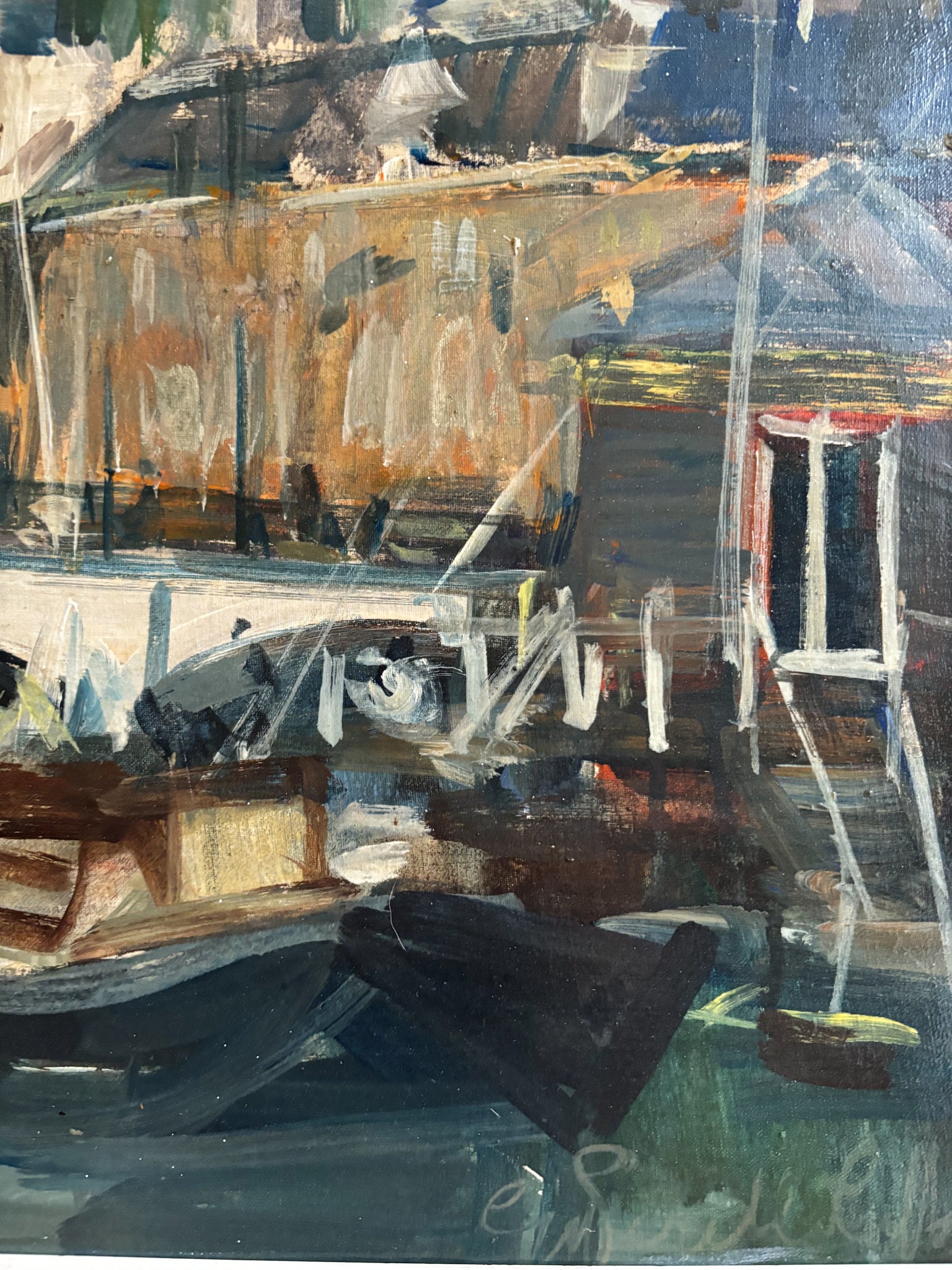 Oil on Canvas Painting of Amsterdam by Giancarlo Perelli Cippo, 1970s