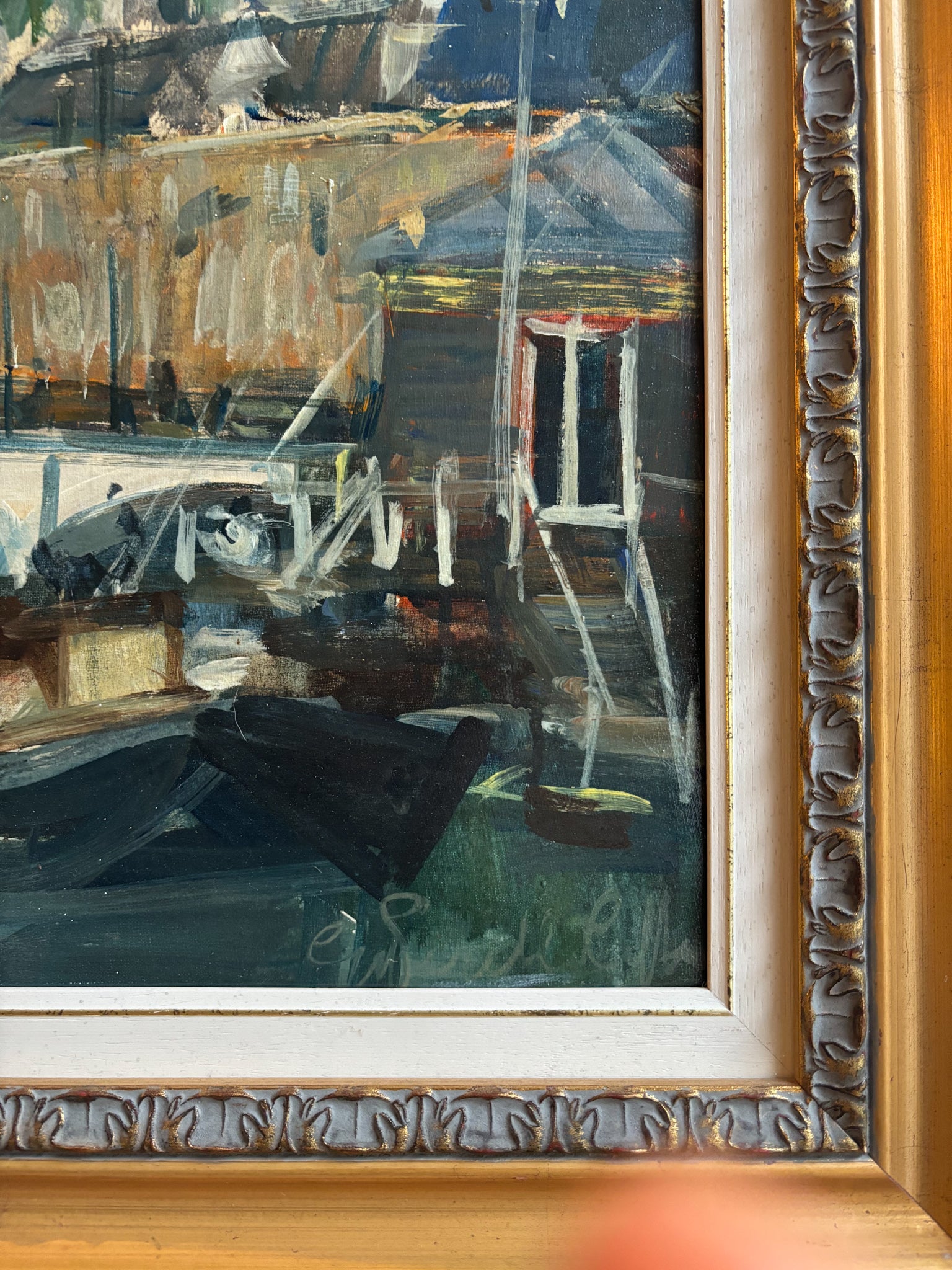 Oil on Canvas Painting of Amsterdam by Giancarlo Perelli Cippo, 1970s