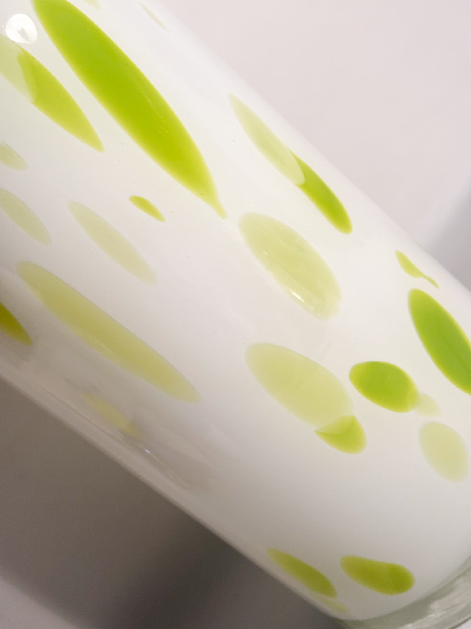 Vaso In Vetro di Murano Bianco e Verde Lime Anni 90