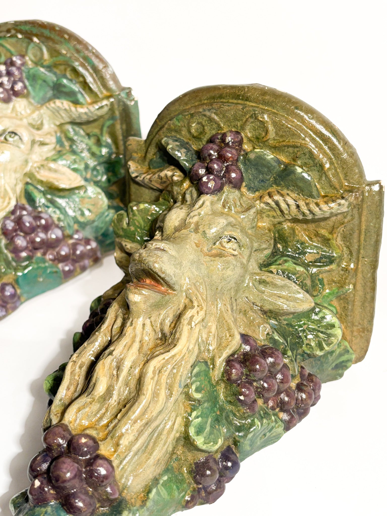 Pair of Wall Shelves in Plaster with Goat or Ram Early Twentieth Century