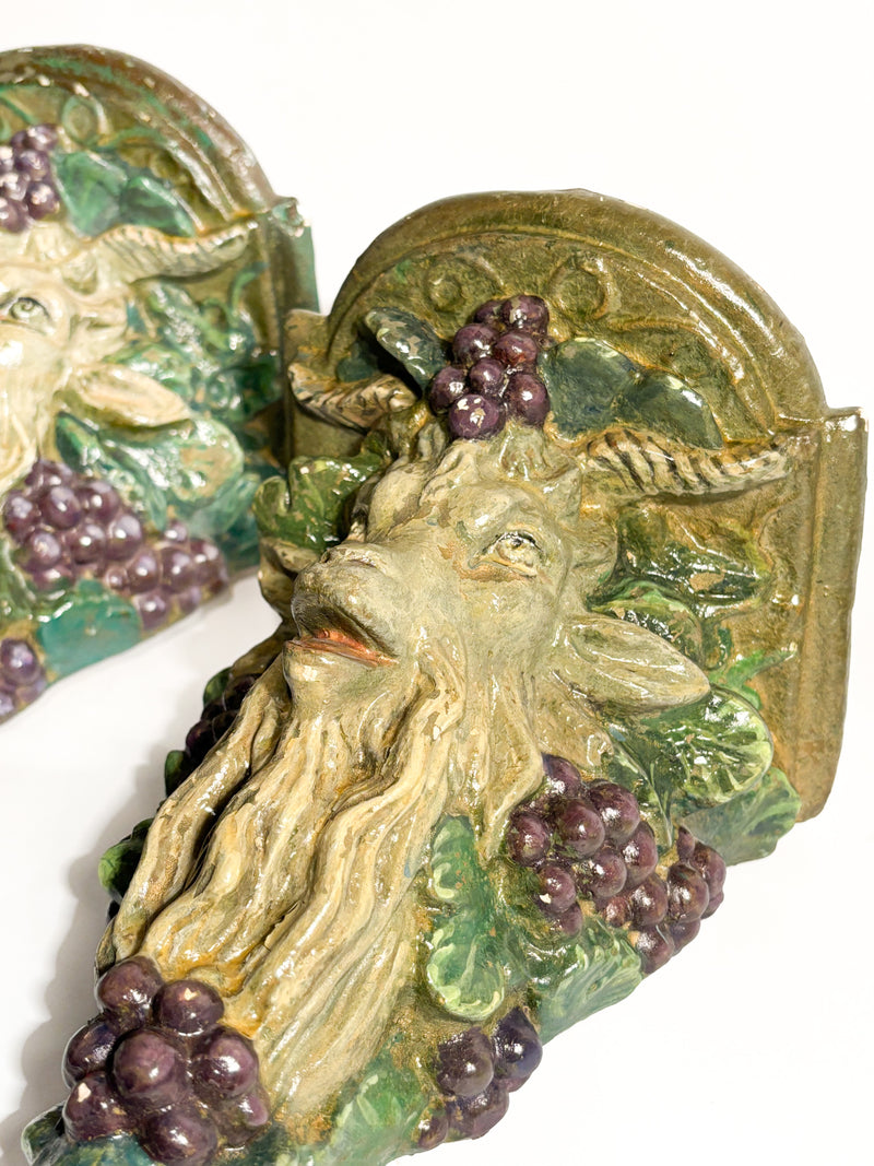 Coppia di Mensole da Parete in Gesso con Capra o Montone Primi Novecento