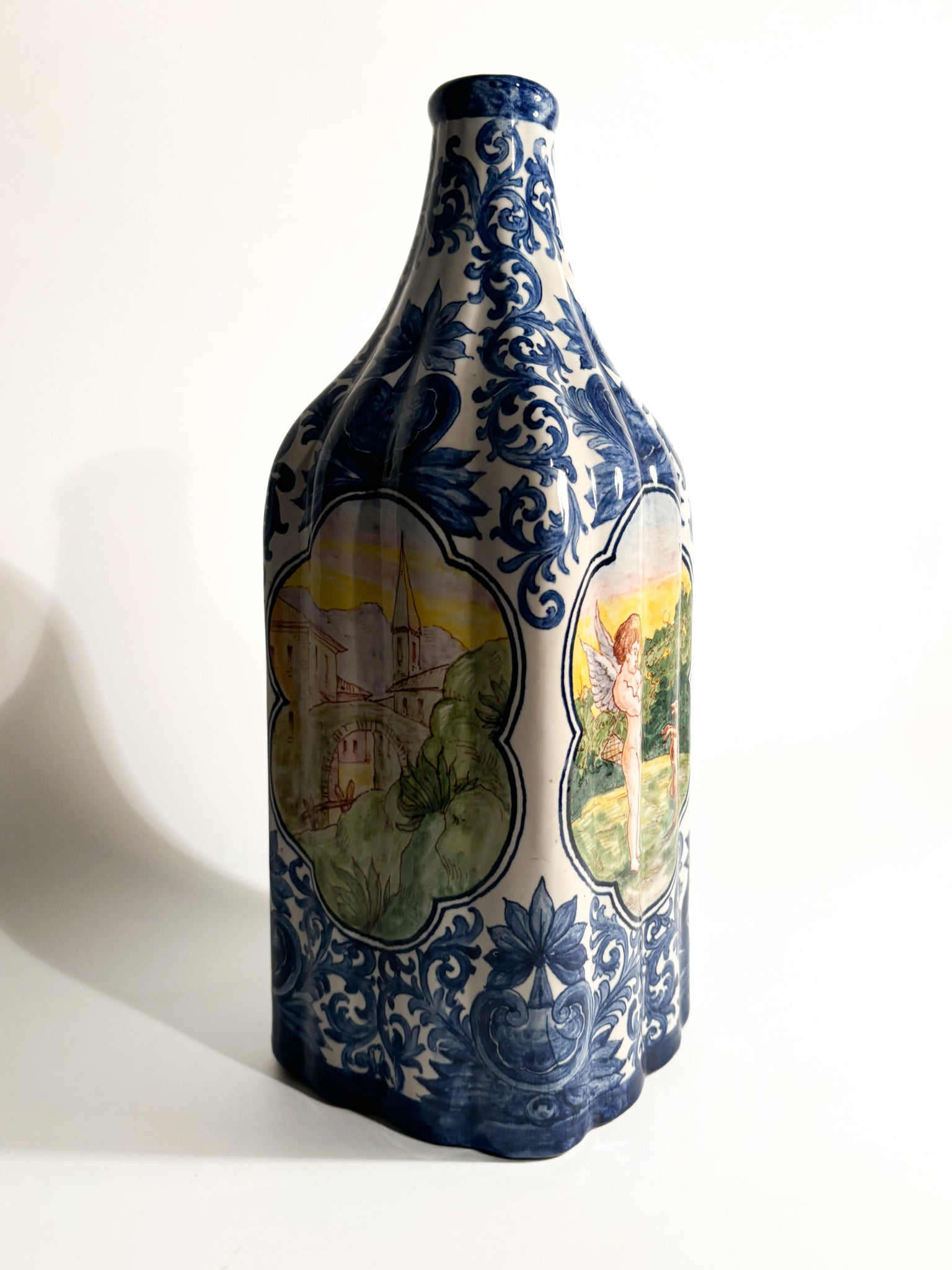 Hand-Painted Savona Ceramic Vase from the 1940s