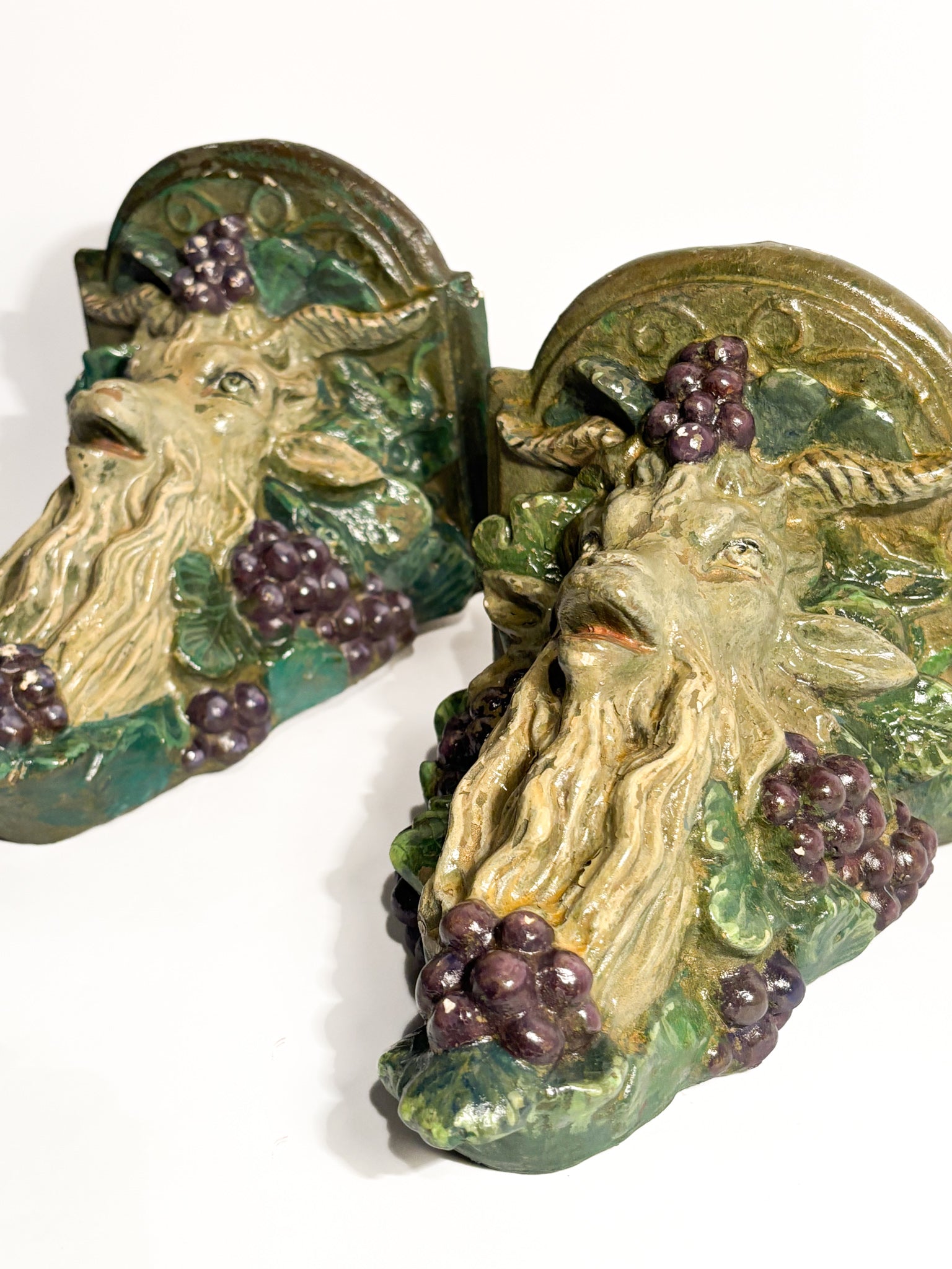 Pair of Wall Shelves in Plaster with Goat or Ram Early Twentieth Century