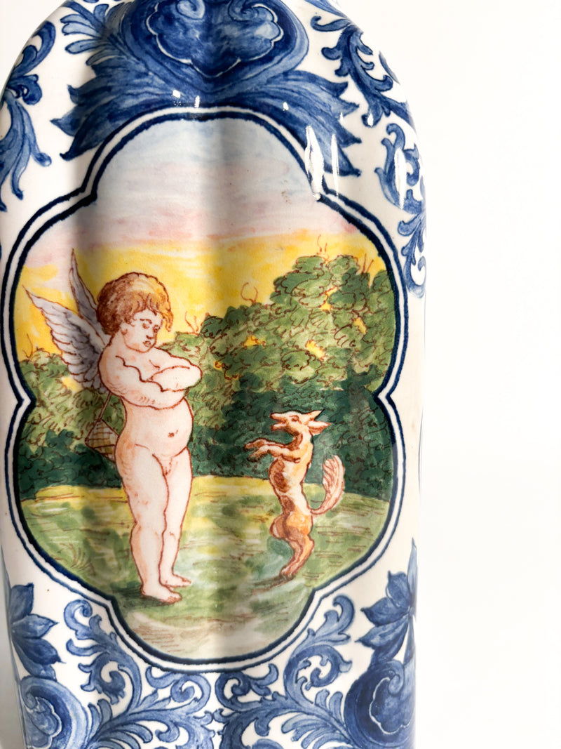 Hand-Painted Savona Ceramic Vase from the 1940s