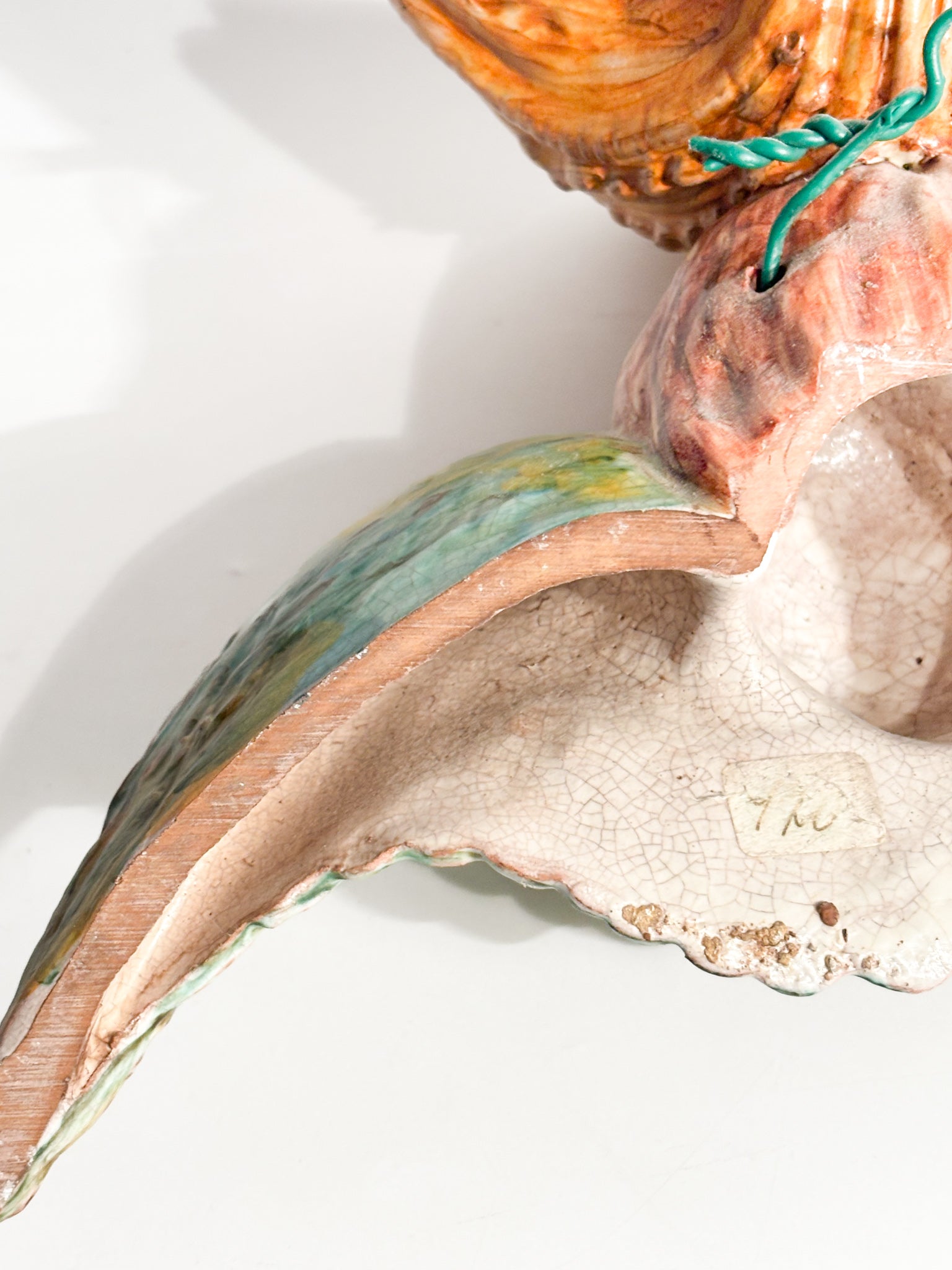 Wall Vase in Italian Ceramic with Early Twentieth Century Angel