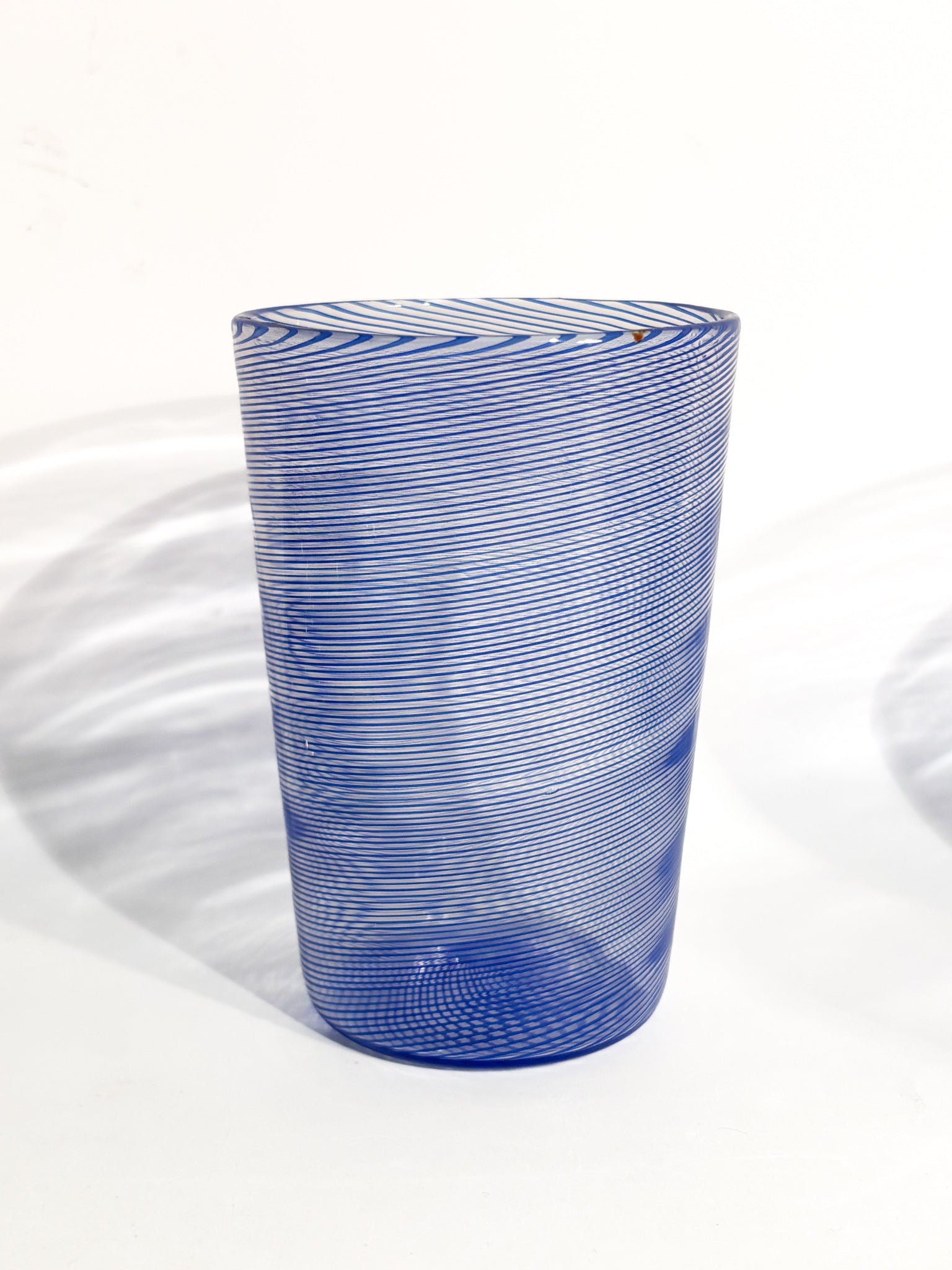 Set da Sei Bicchieri in Vetro di Murano Blu Lavorazione Filigrana Anni 70