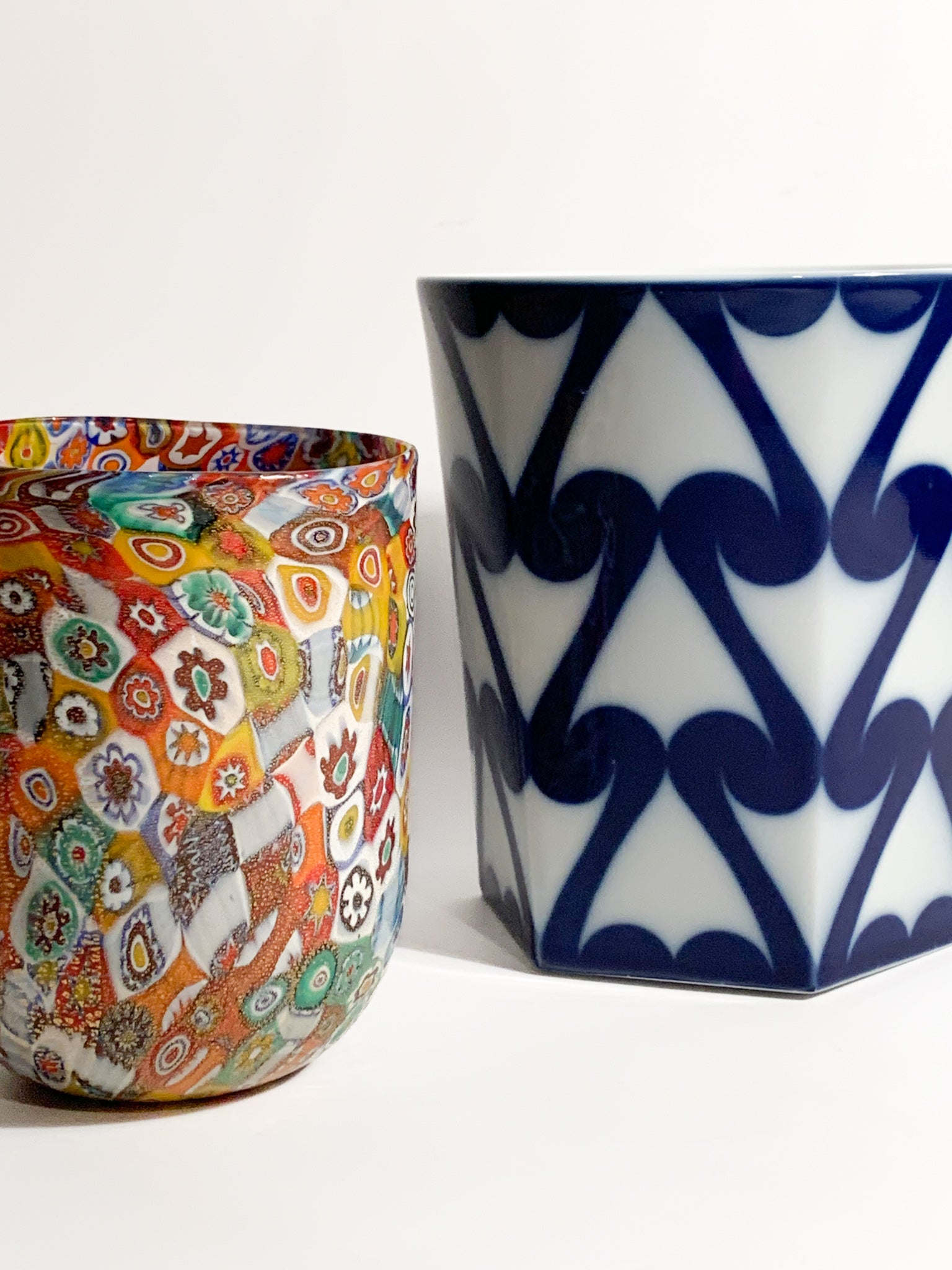 Vaso in Porcellana di Studio Linie per Rosenthal Bianco e Blu Anni 80