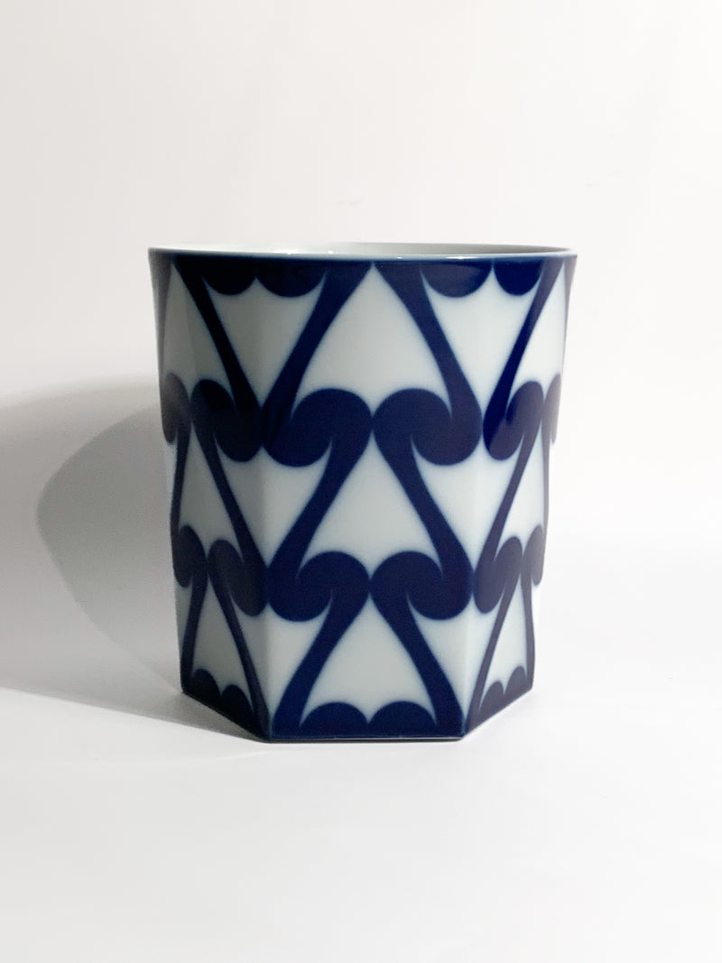 Vaso in Porcellana di Studio Linie per Rosenthal Bianco e Blu Anni 80