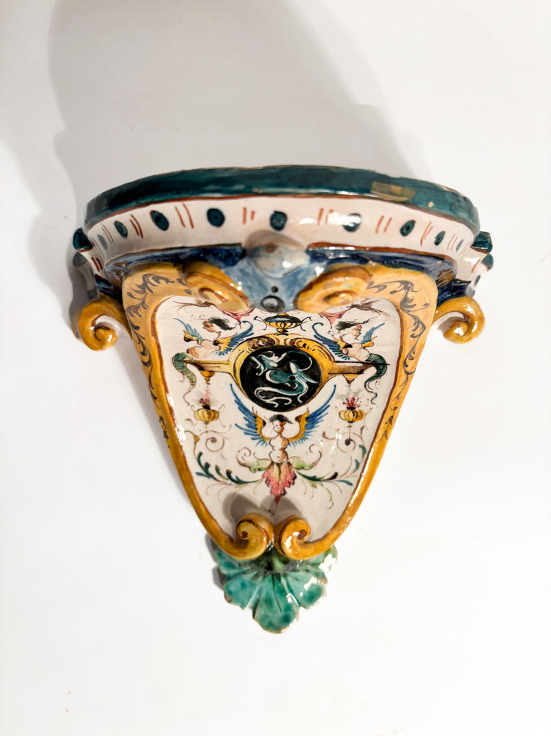 Mensola in Ceramica di Faenza Dipinta a Mano Primi Novecento
