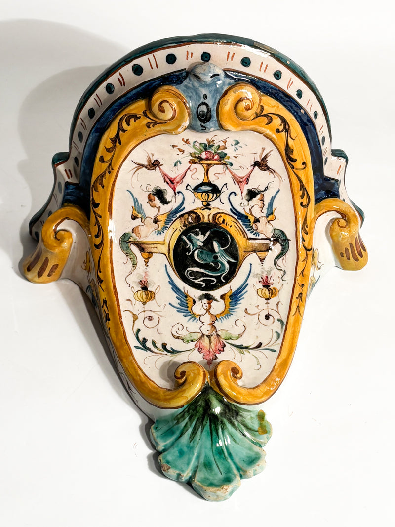 Mensola in Ceramica di Faenza Dipinta a Mano Primi Novecento