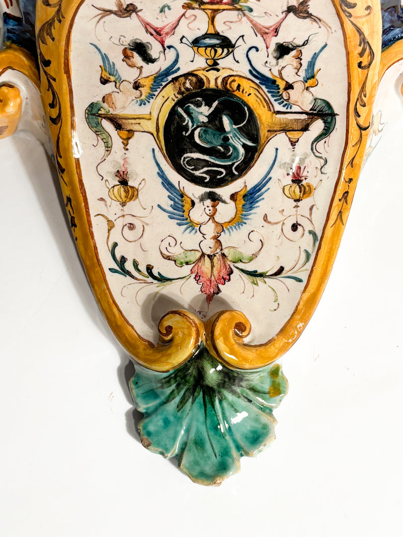 Mensola in Ceramica di Faenza Dipinta a Mano Primi Novecento
