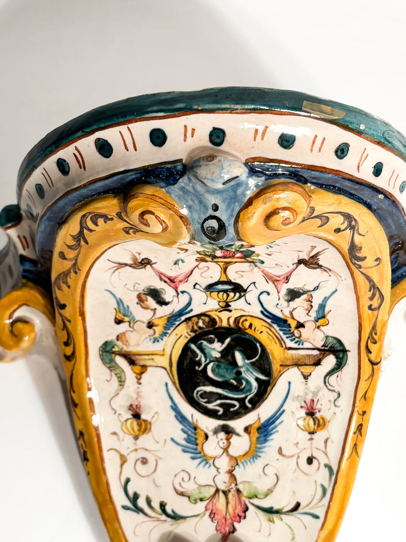 Mensola in Ceramica di Faenza Dipinta a Mano Primi Novecento