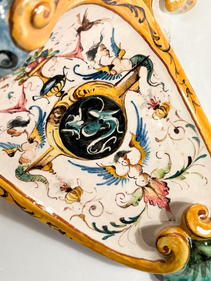 Mensola in Ceramica di Faenza Dipinta a Mano Primi Novecento