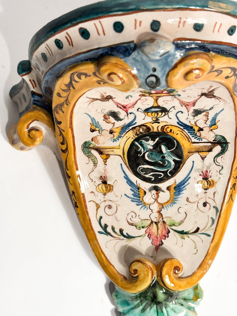 Mensola in Ceramica di Faenza Dipinta a Mano Primi Novecento