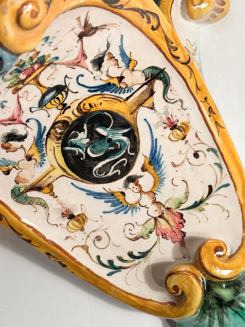 Mensola in Ceramica di Faenza Dipinta a Mano Primi Novecento