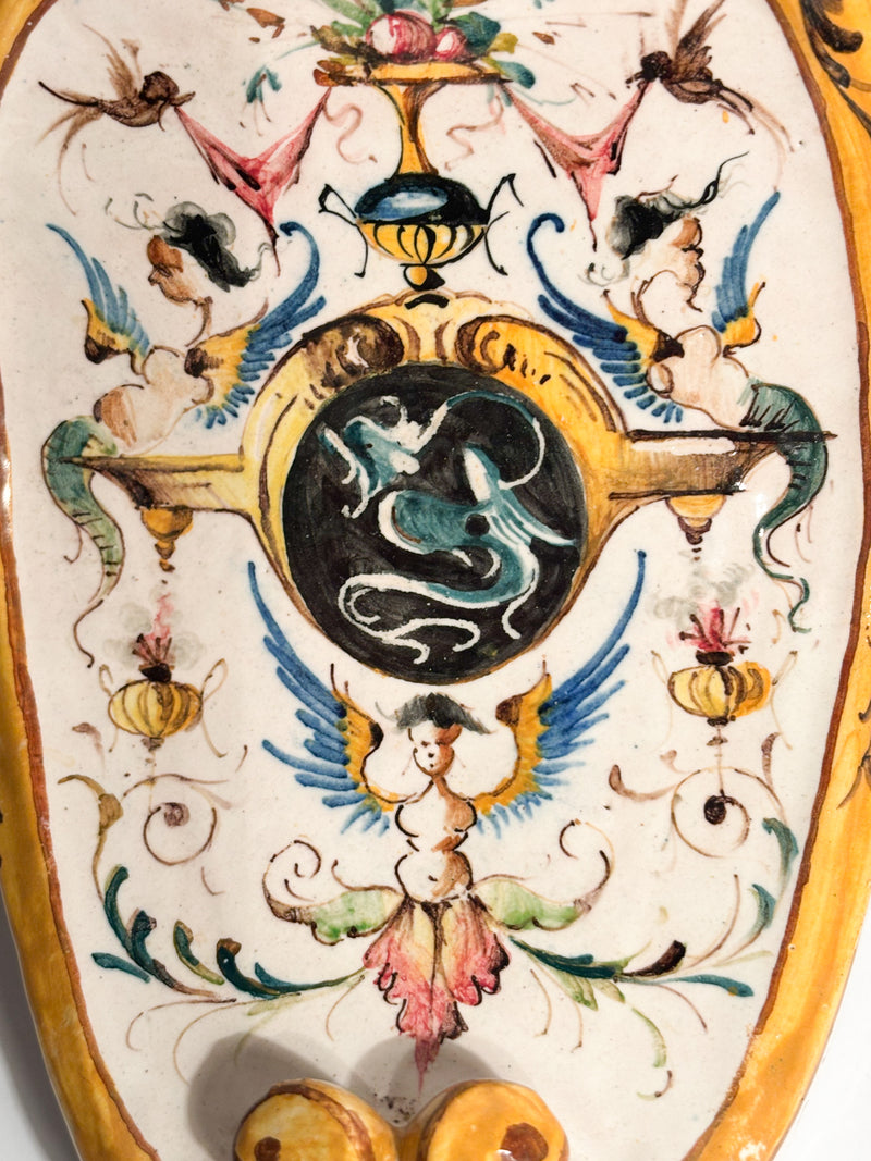 Mensola in Ceramica di Faenza Dipinta a Mano Primi Novecento