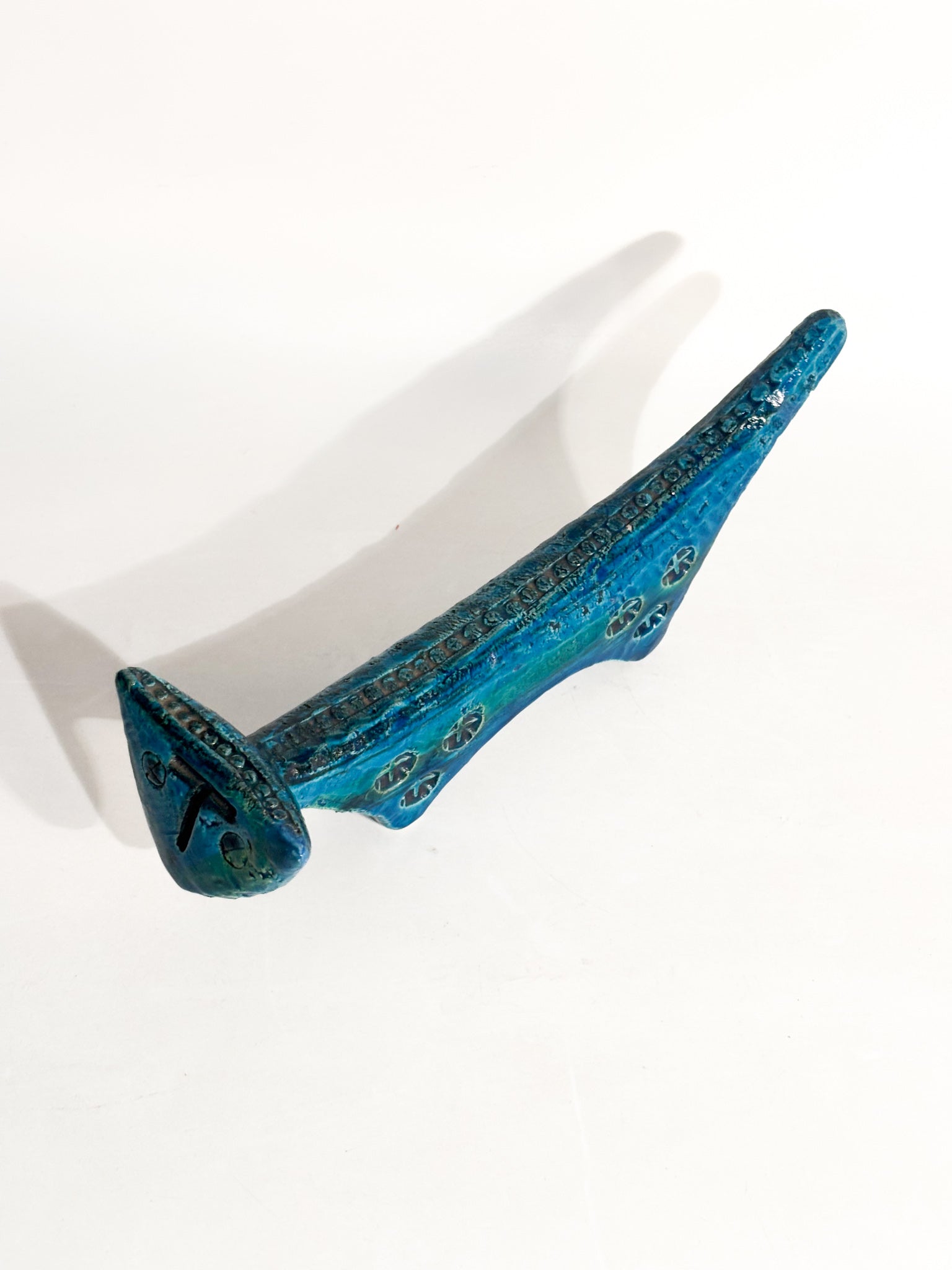 Scultura di Gatto in Ceramica 'Rimini Blu' di Aldo Londi per Bitossi Anni 70