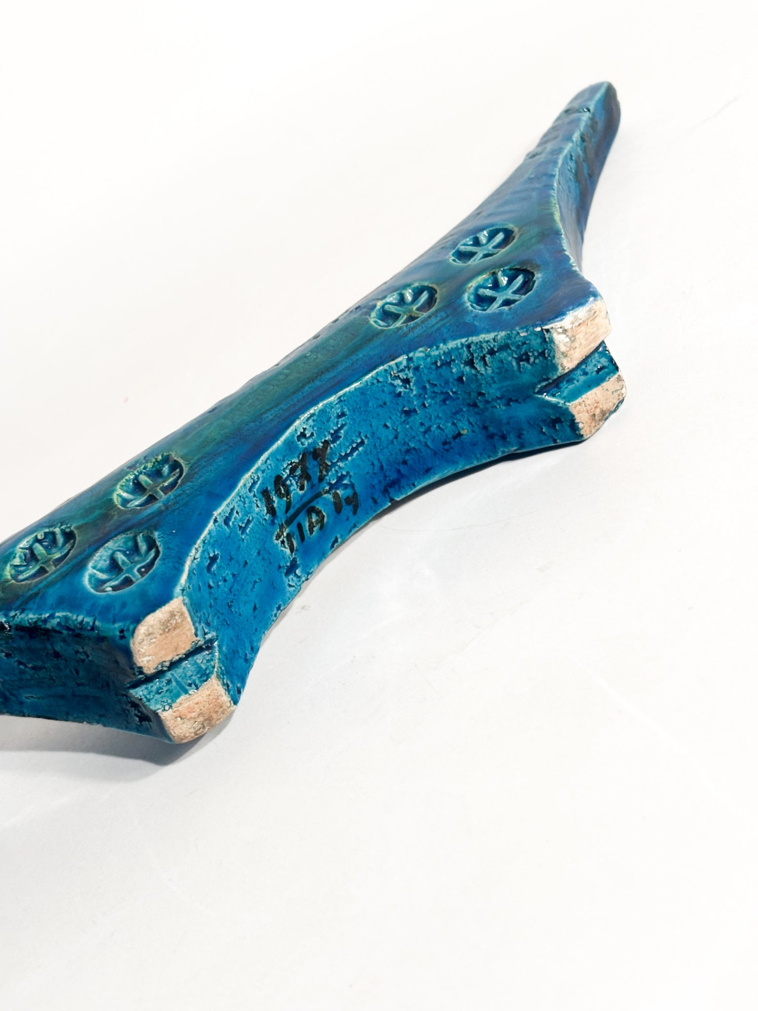 Scultura di Gatto in Ceramica 'Rimini Blu' di Aldo Londi per Bitossi Anni 70