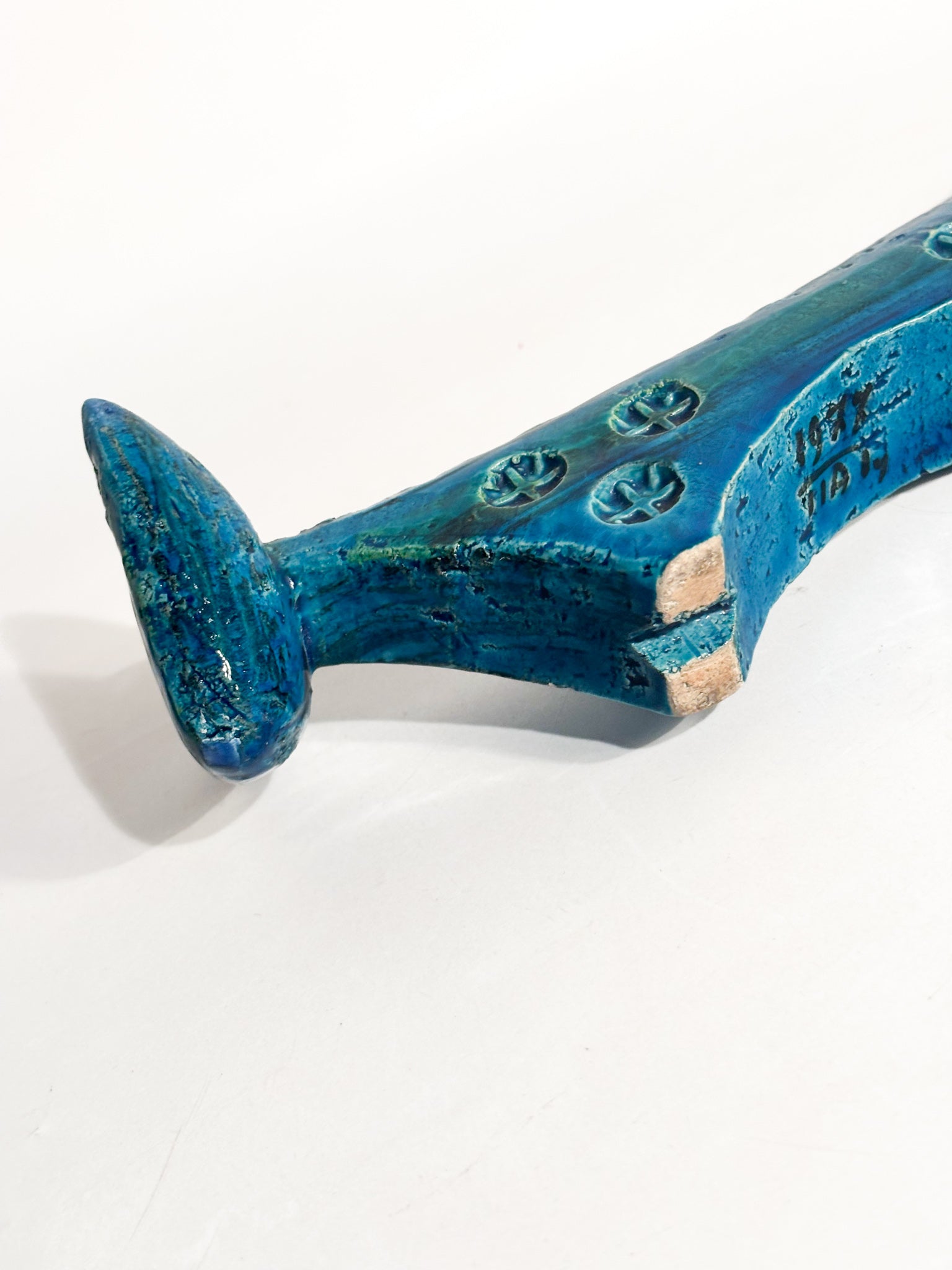 Scultura di Gatto in Ceramica 'Rimini Blu' di Aldo Londi per Bitossi Anni 70