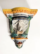 Mensola da Parete in Ceramica di Faenza con Conchiglia e Dama Primi Novecento