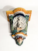 Mensola da Parete in Ceramica di Faenza con Conchiglia e Dama Primi Novecento