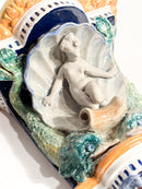 Mensola da Parete in Ceramica di Faenza con Conchiglia e Dama Primi Novecento