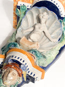 Mensola da Parete in Ceramica di Faenza con Conchiglia e Dama Primi Novecento