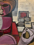 Dipinto 'Il Fiore Rosso', Vernice su Sabbia, di Vittorio Maria Di Carlo del 1973