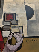 Dipinto 'Il Fiore Rosso', Vernice su Sabbia, di Vittorio Maria Di Carlo del 1973