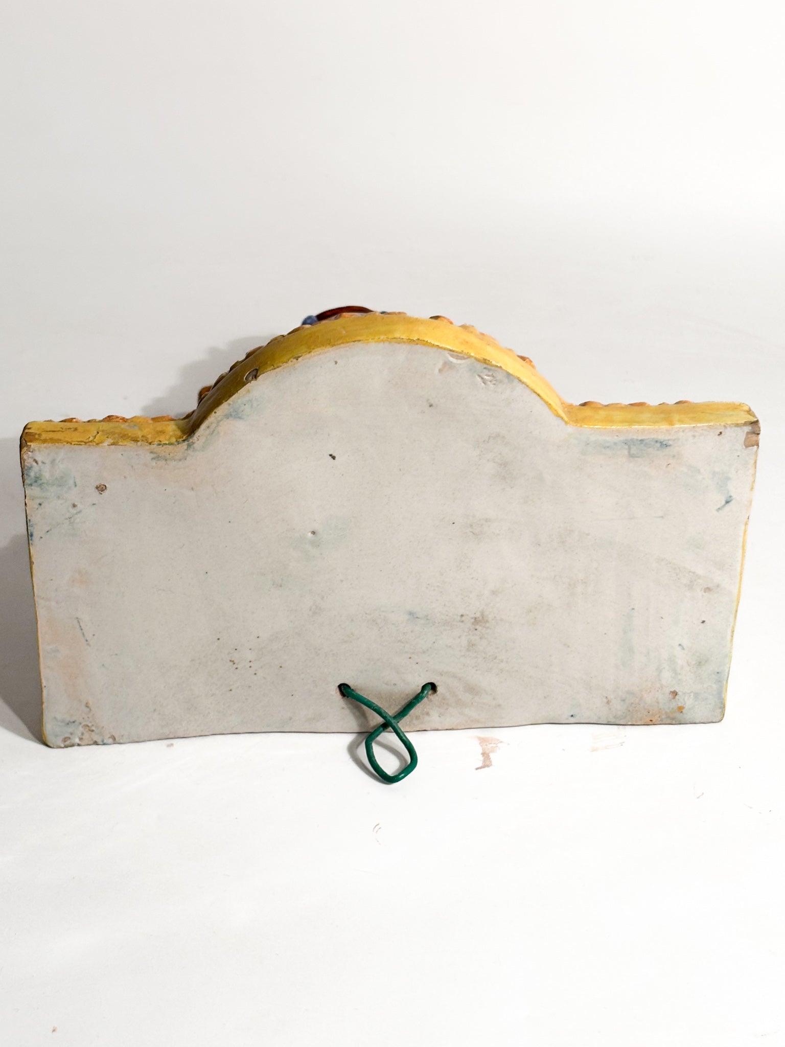 Wall Shelf in Faenza Ceramic with Shell and Checkered Pattern Early Twentieth Century