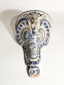 Mensola da Parete in Ceramica Italiana Bianca e Blu Primi Novecento
