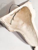 Mensola da Parete in Ceramica Italiana Bianca e Blu Primi Novecento