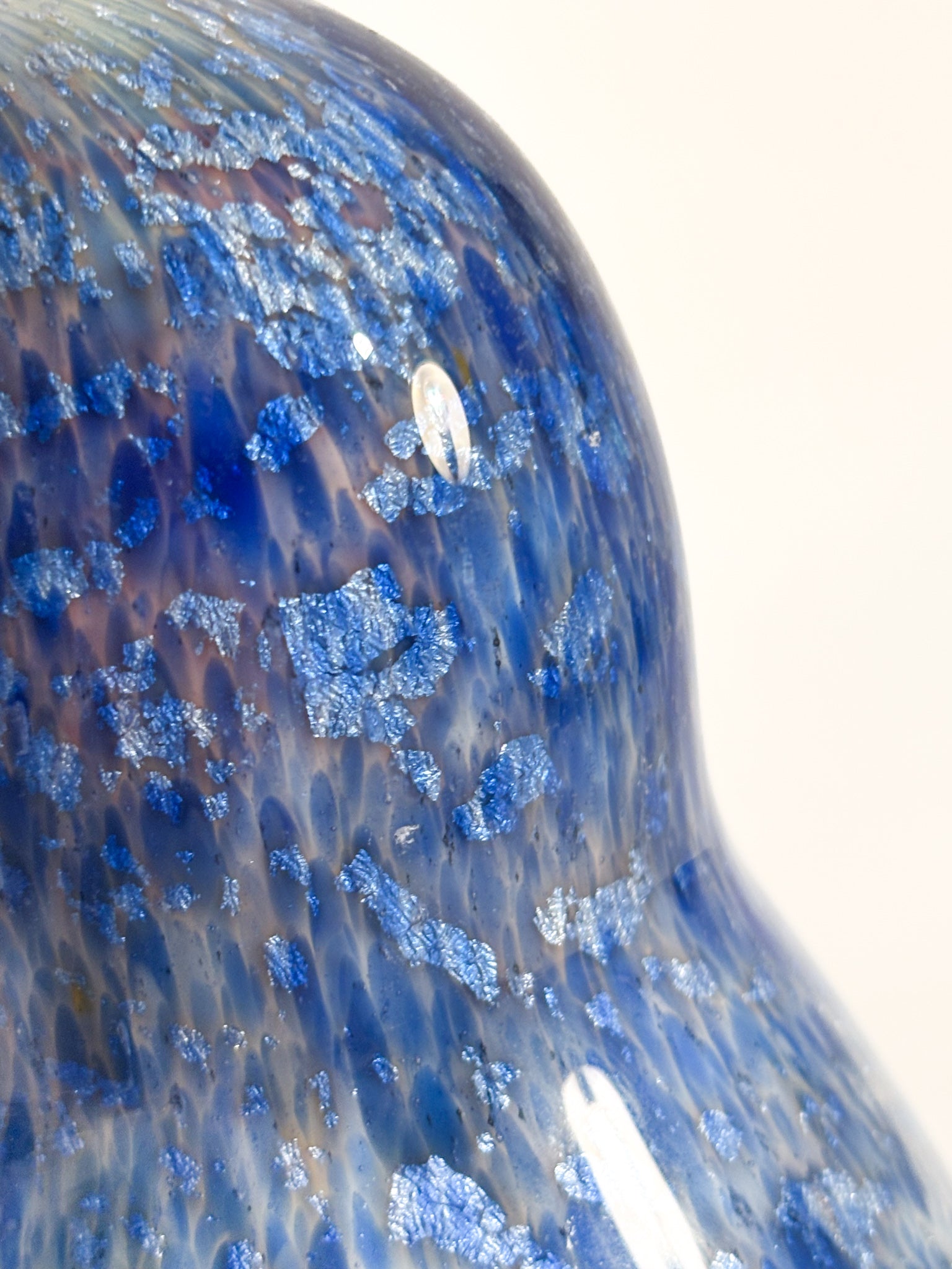 Scultura di Tucano in Vetro di Murano Blu e Metallo Argentato Dogale Anni 80