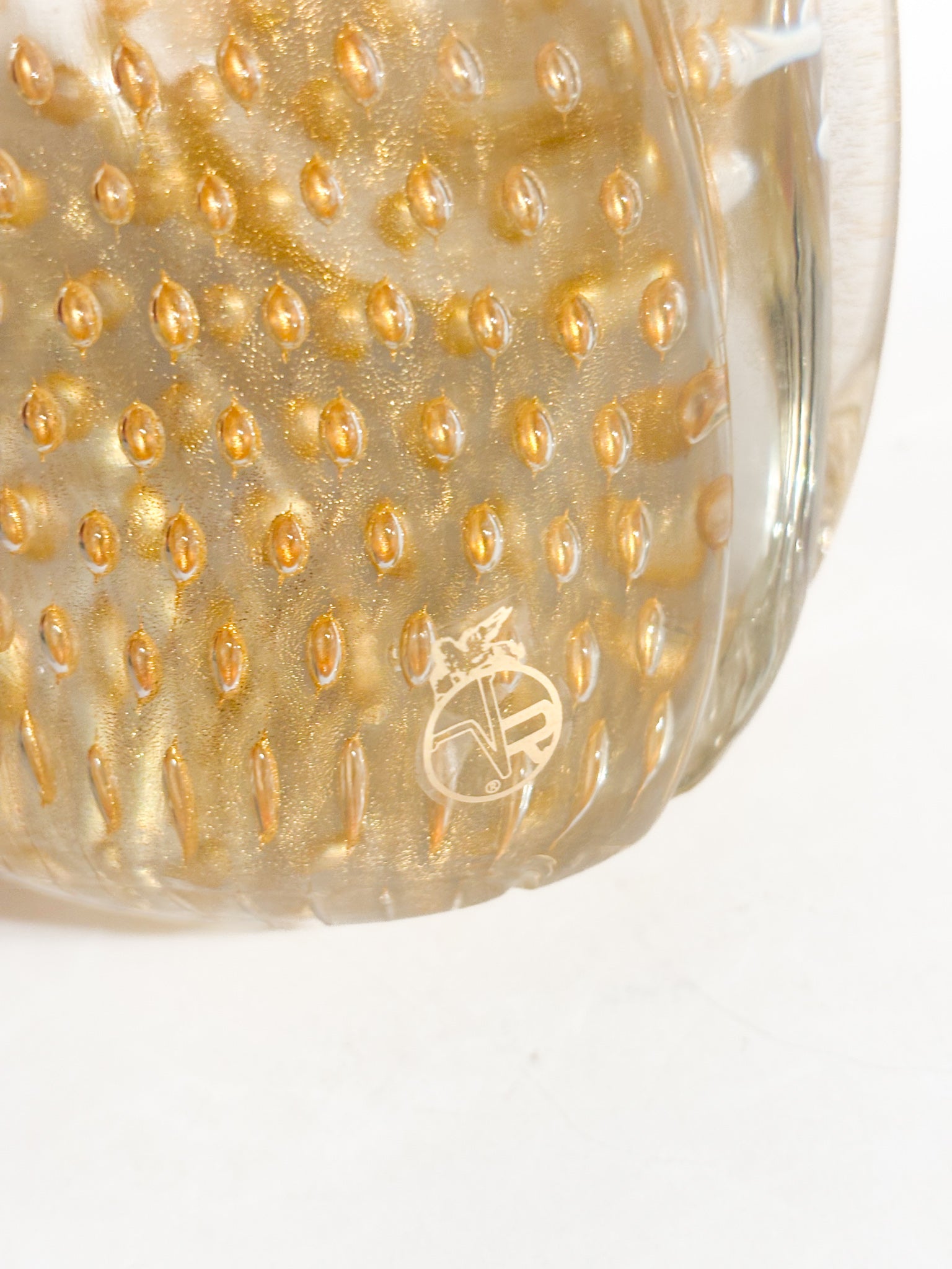 Scultura di Gatto in Vetro di Murano con Foglia d'Oro Anni 70