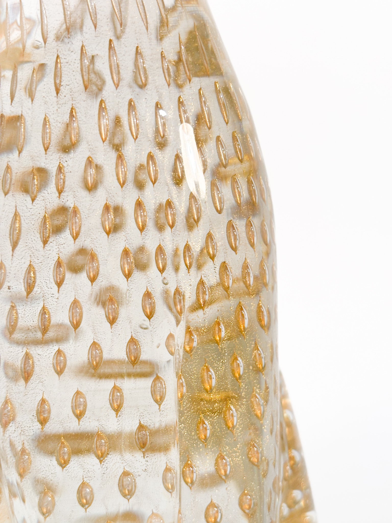 Scultura di Gatto in Vetro di Murano con Foglia d'Oro Anni 70