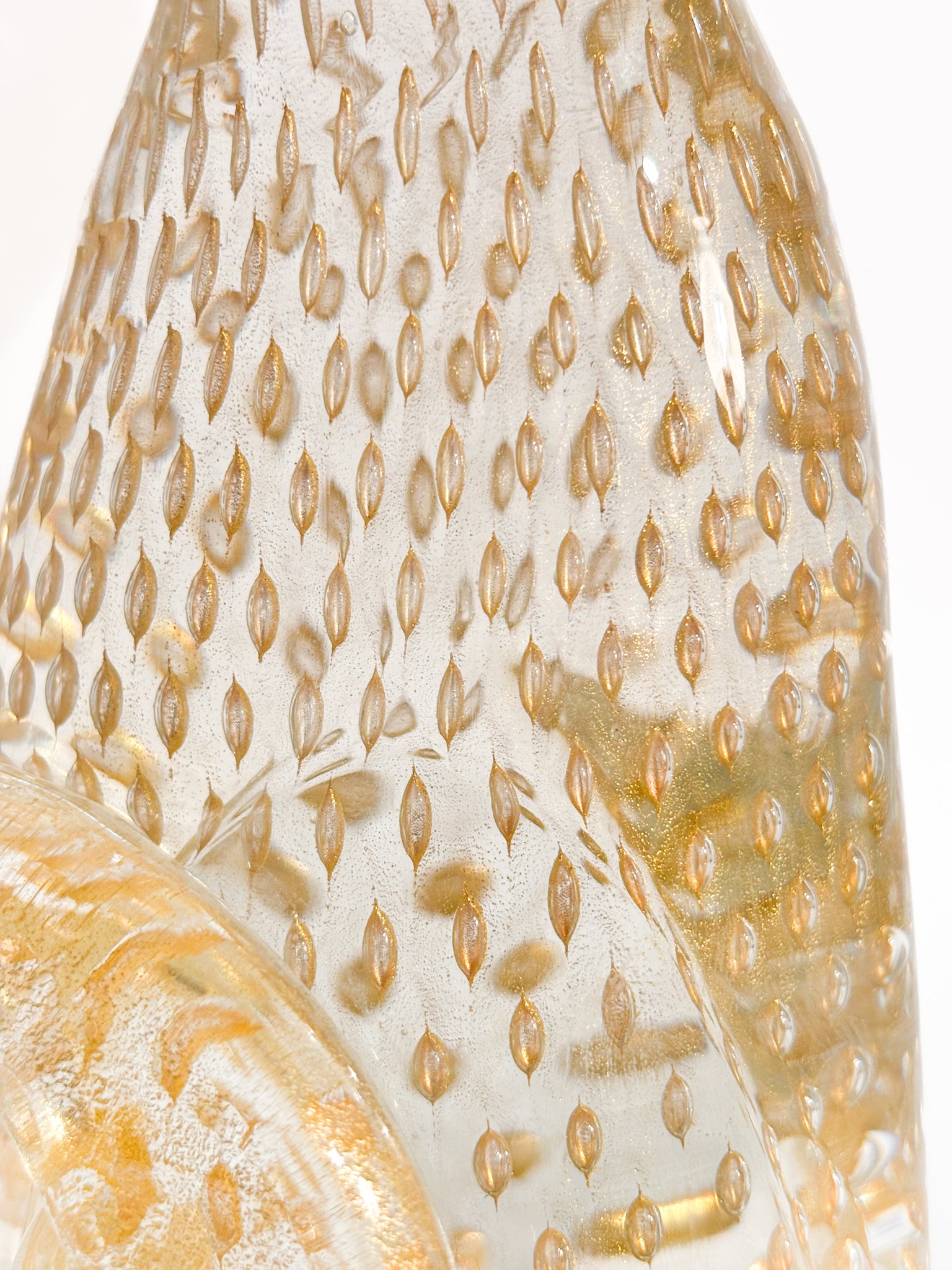 Scultura di Gatto in Vetro di Murano con Foglia d'Oro Anni 70