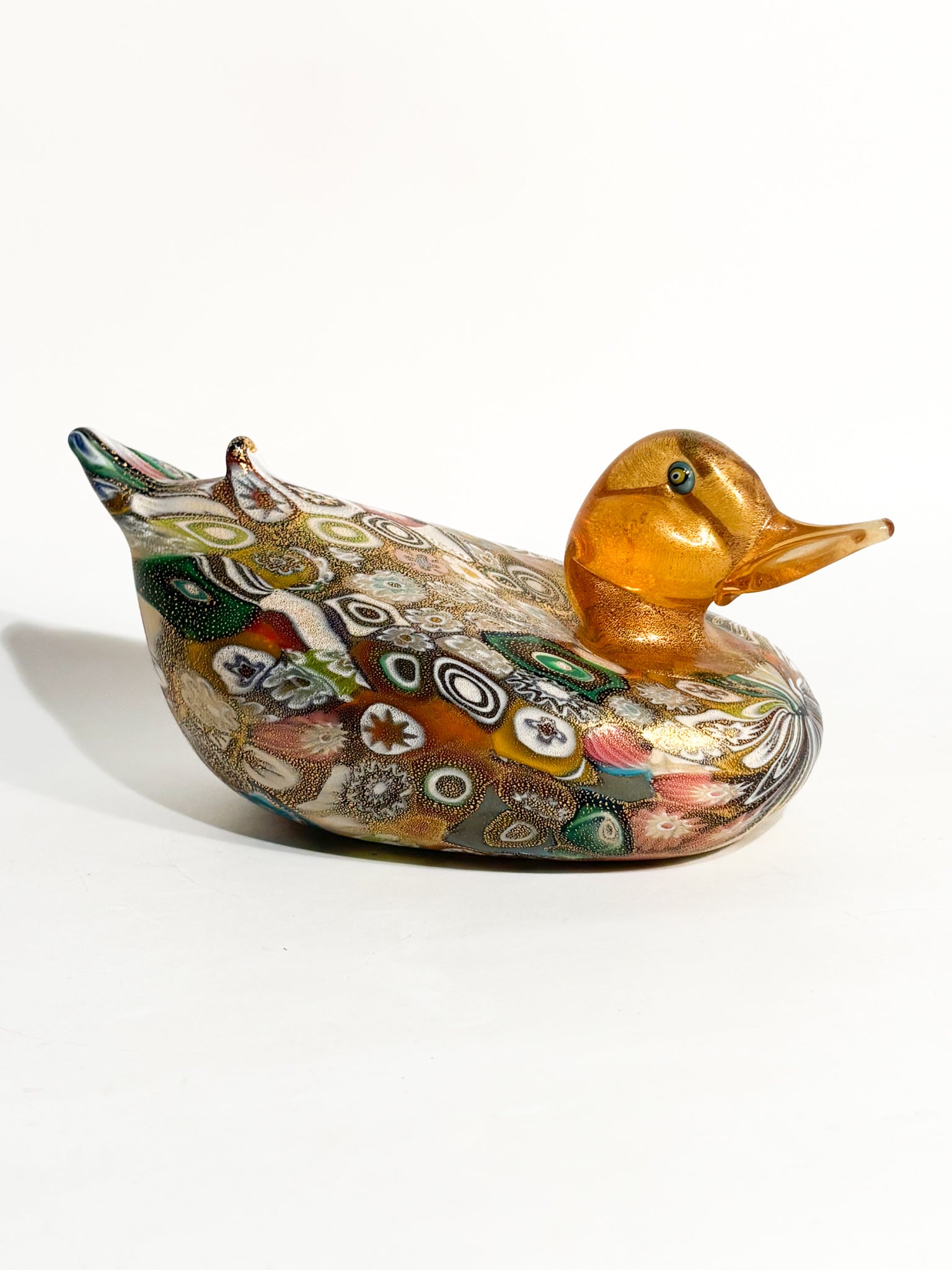 Papera in Vetro di Murano con Murrine e Foglia d'Oro Anni 80