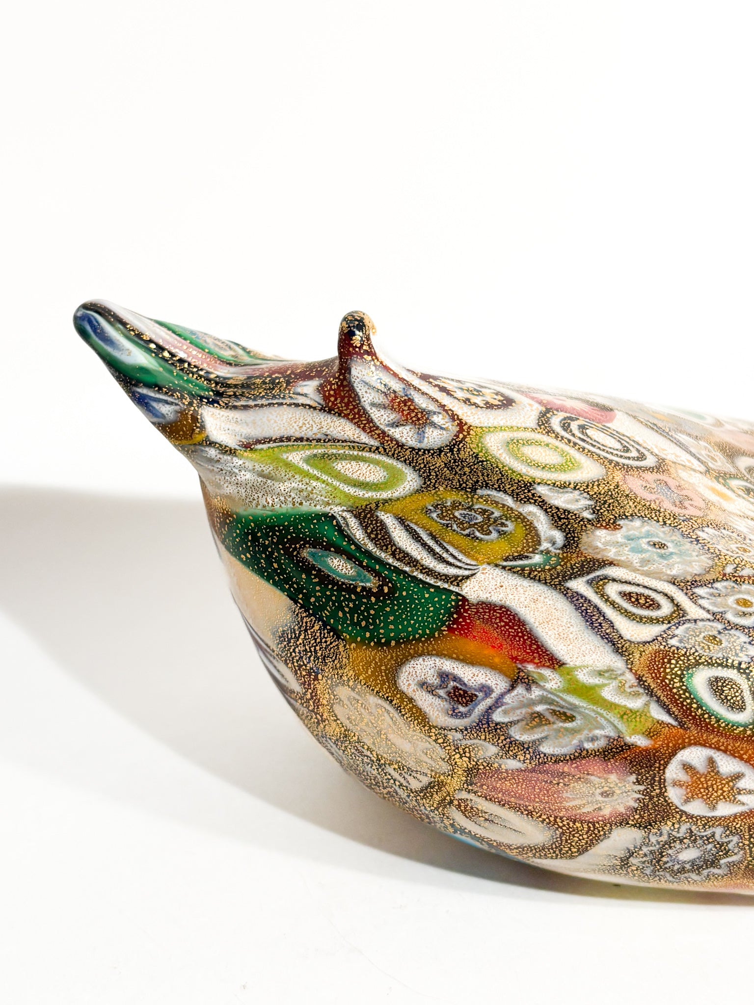 Papera in Vetro di Murano con Murrine e Foglia d'Oro Anni 80