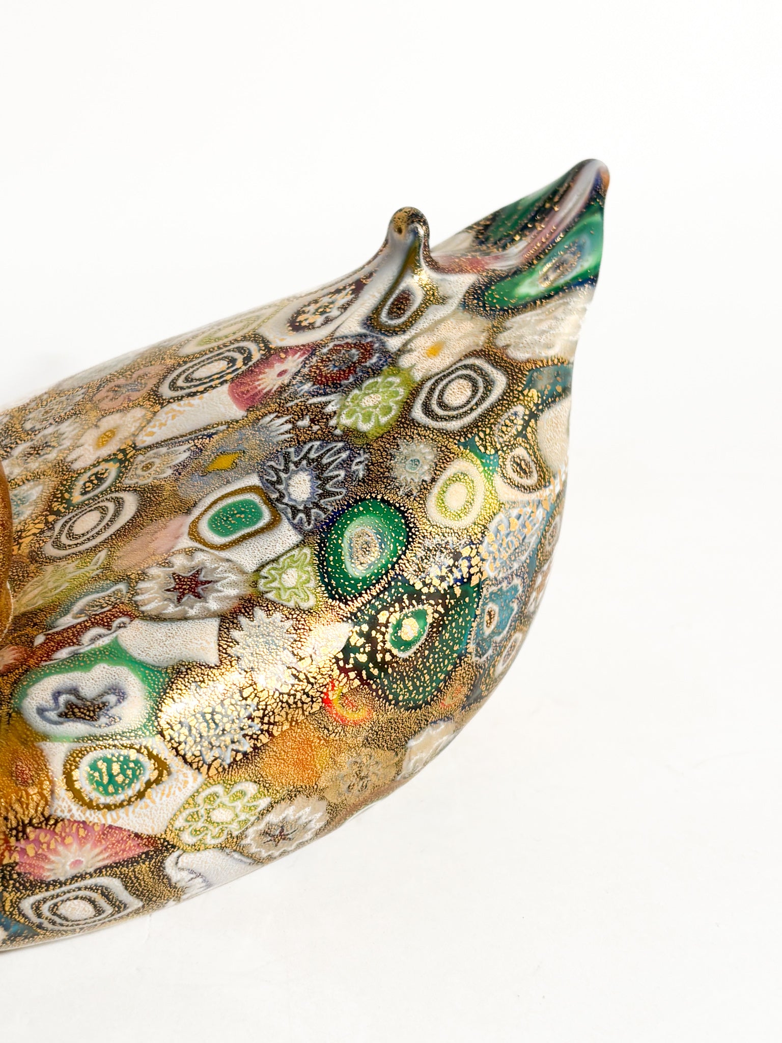 Papera in Vetro di Murano con Murrine e Foglia d'Oro Anni 80